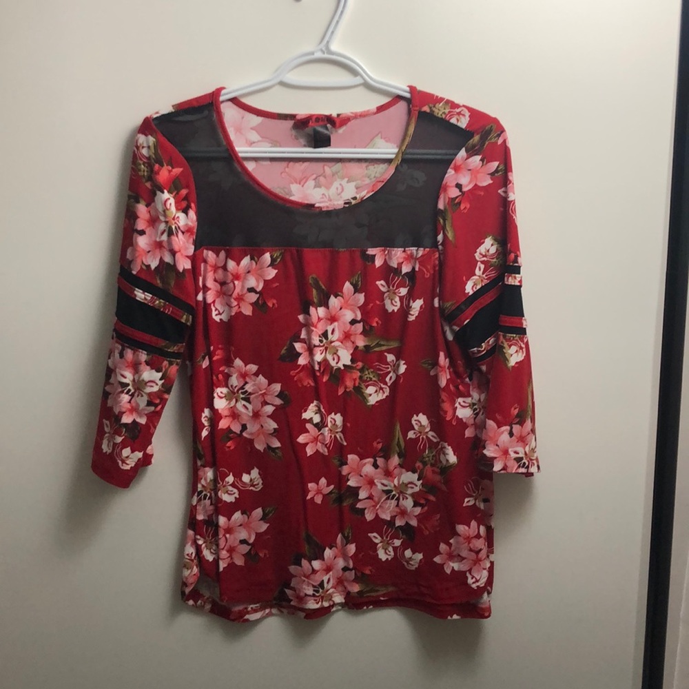 Pretty red flower blouse